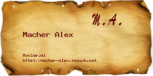 Macher Alex névjegykártya